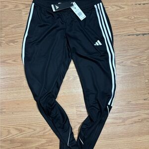 Adidas Men's Black Joggers with White Stripes